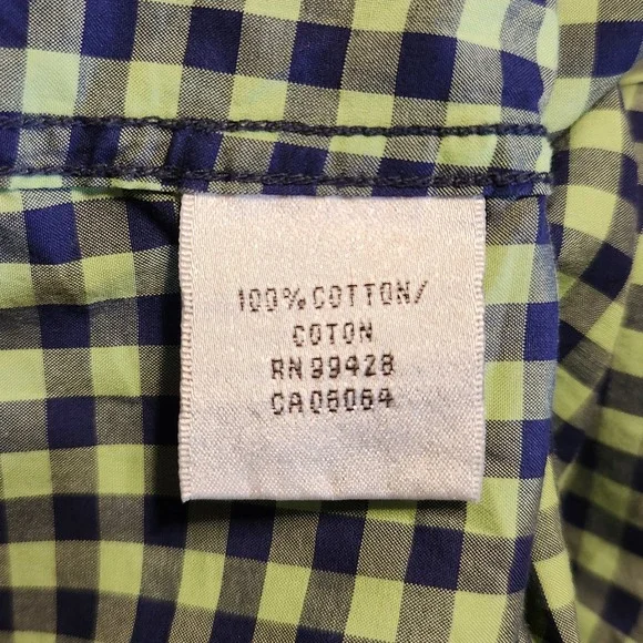 BUGATCHI UOMO Mens Gingham Check Long Sleeve Button Down Shirt Green Navy Blue - Picture 8 of 8